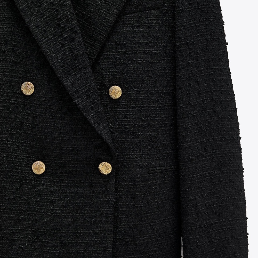 Zara Black Textured/Tweed Blazer - Picture 9 of 10